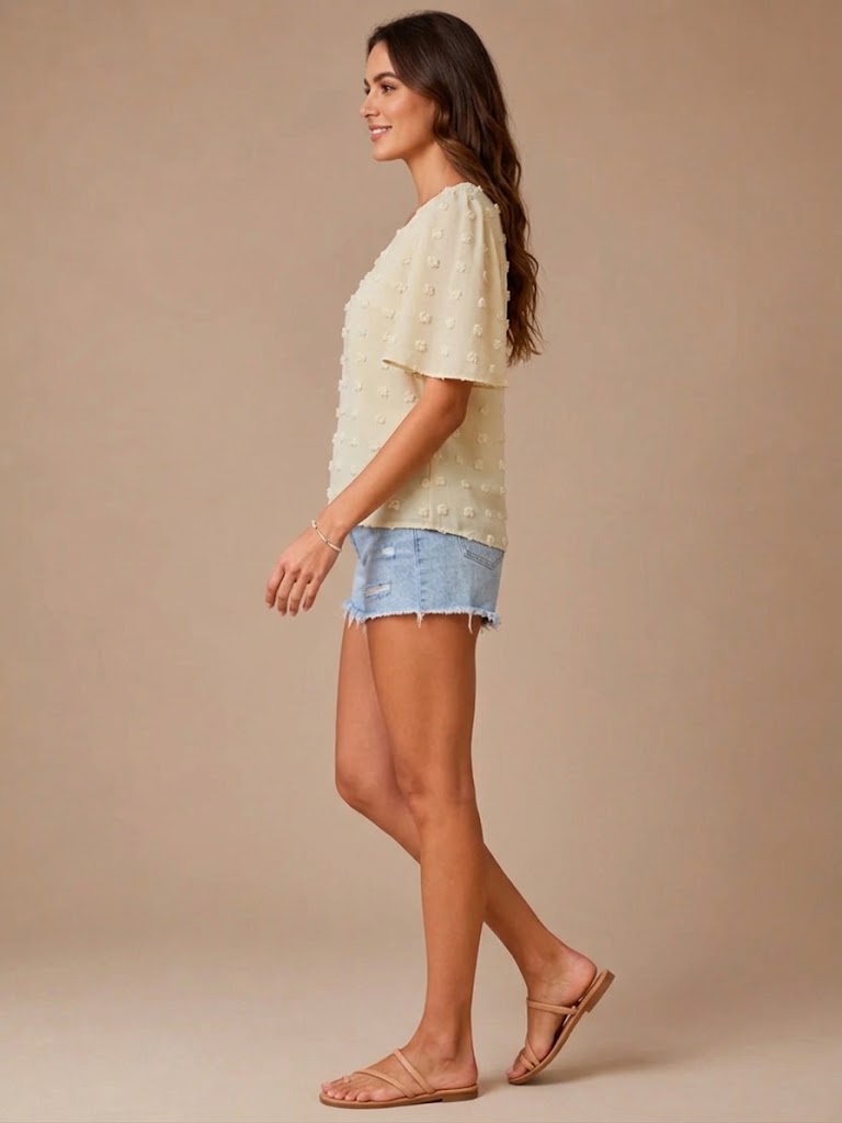 Charlotte Dotted Lace-Trim Blouse - Clara & Vivian