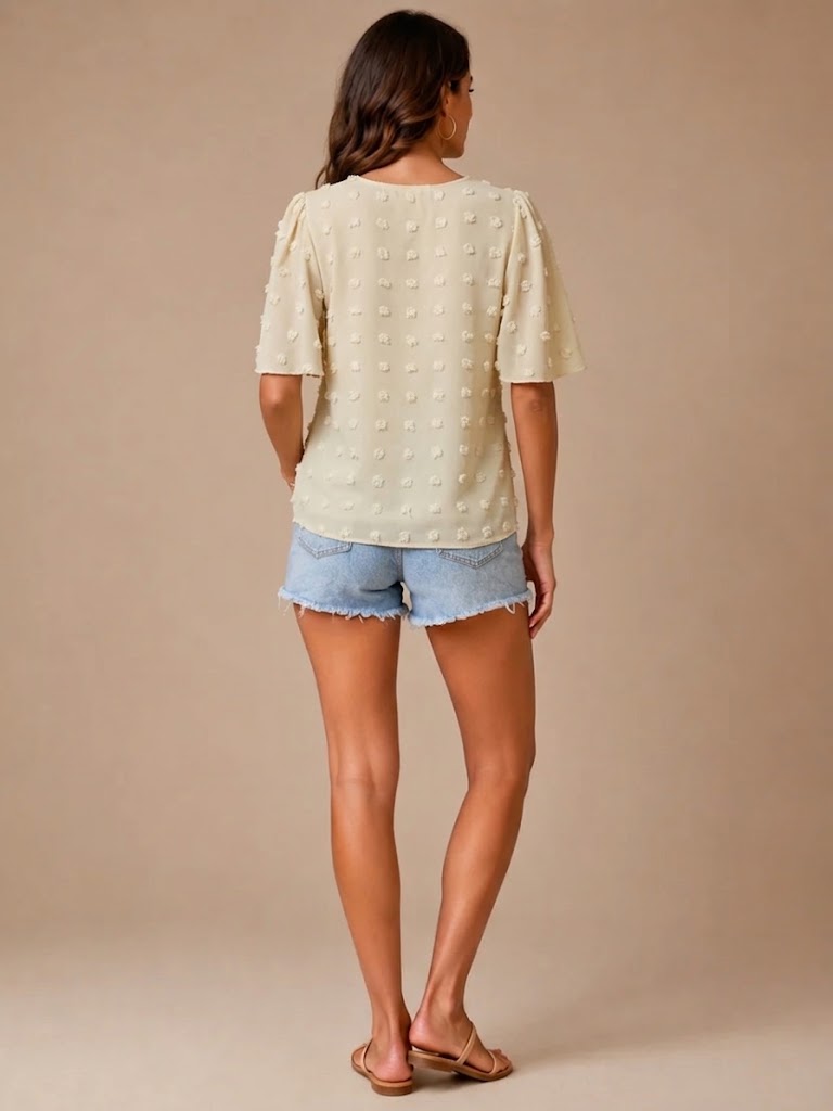 Charlotte Dotted Lace-Trim Blouse - Clara & Vivian