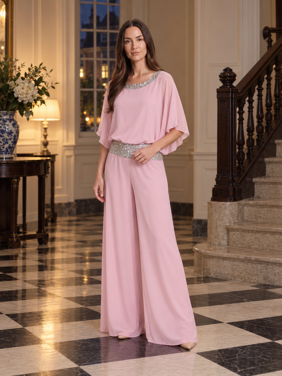 Elegante set met glinsterende kraag voor dames – Anke