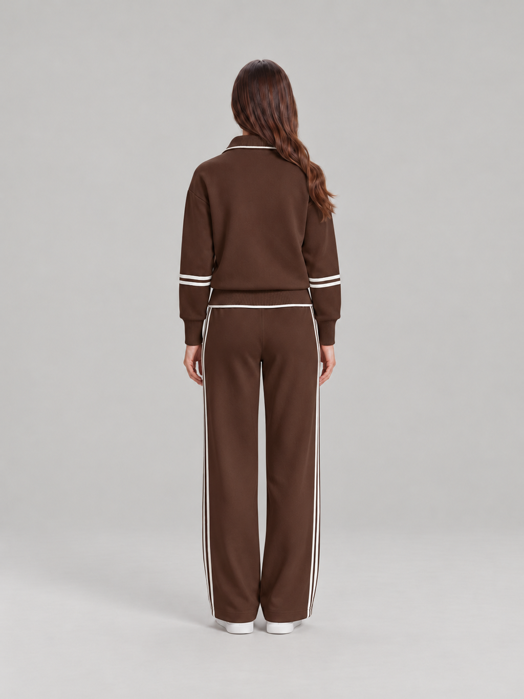 Sweatset met halve rits en wijde broek voor dames – Brenda