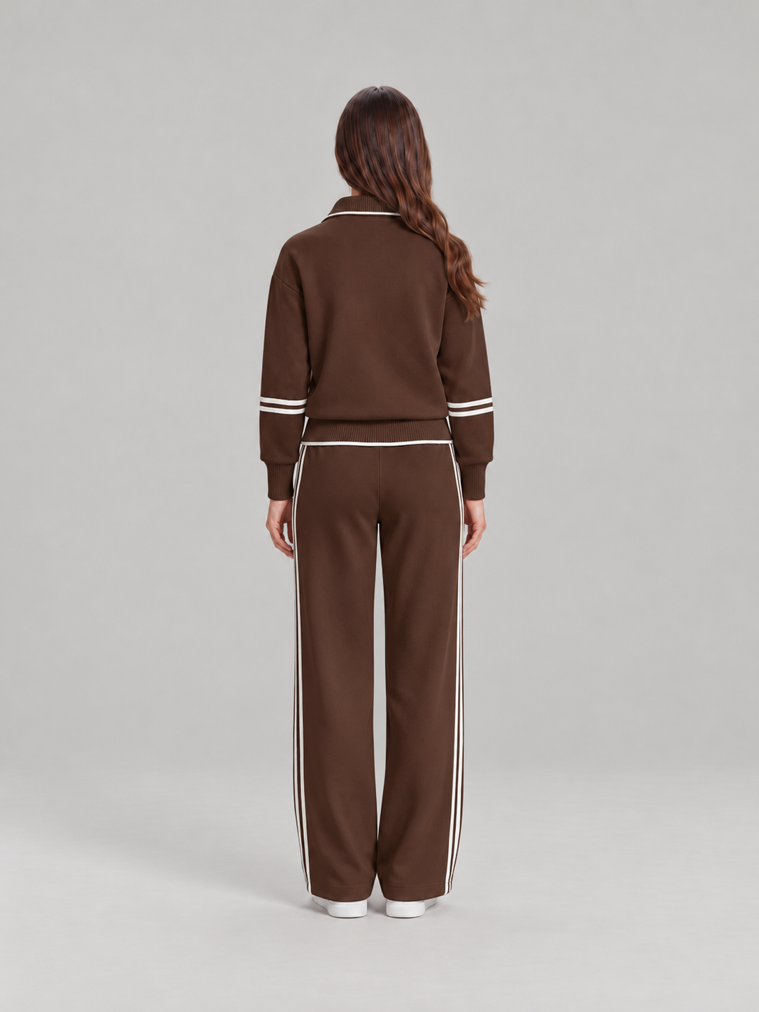 Sweatset met halve rits en wijde broek voor dames – Brenda