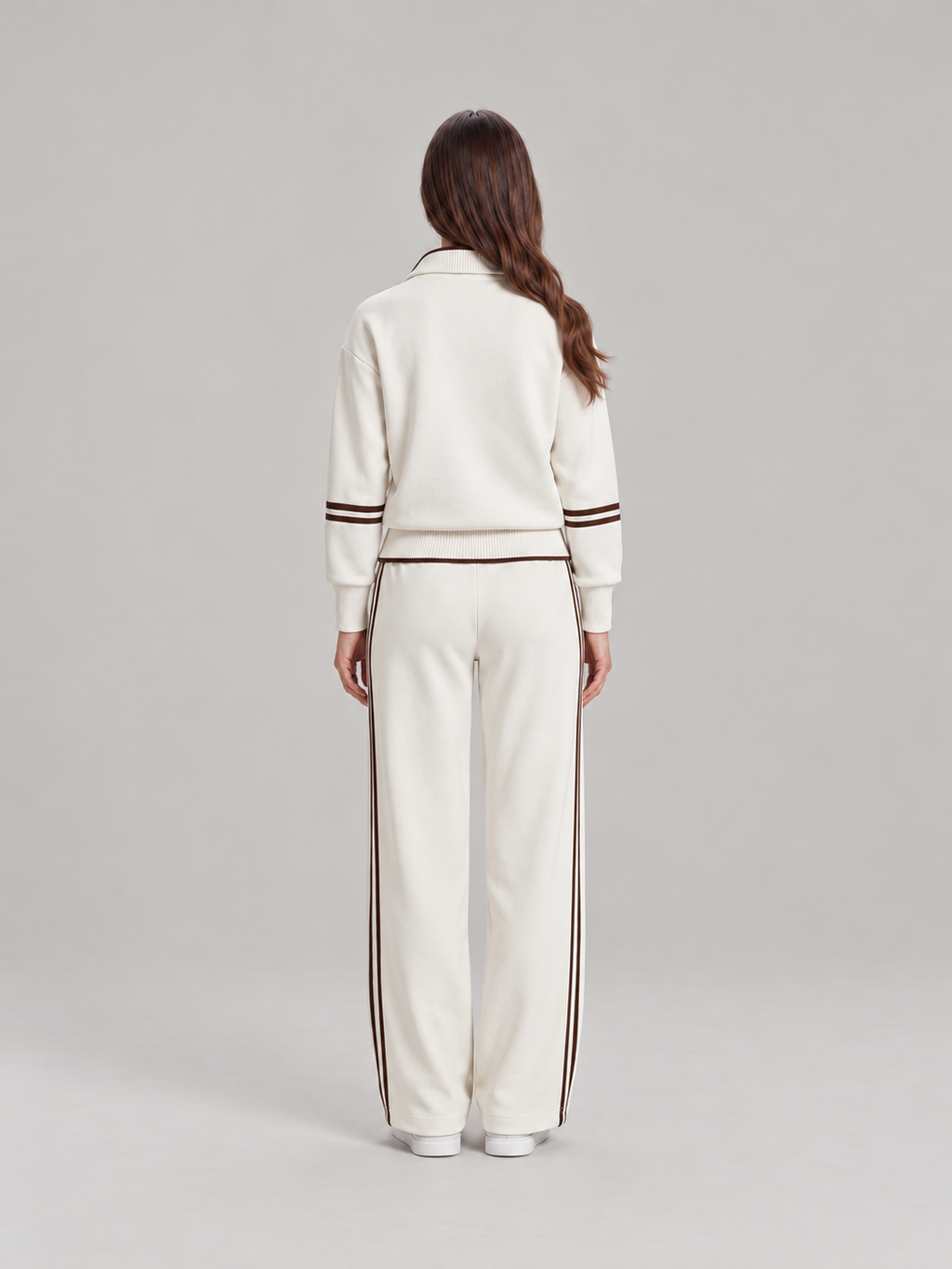 Sweatset met halve rits en wijde broek voor dames – Brenda