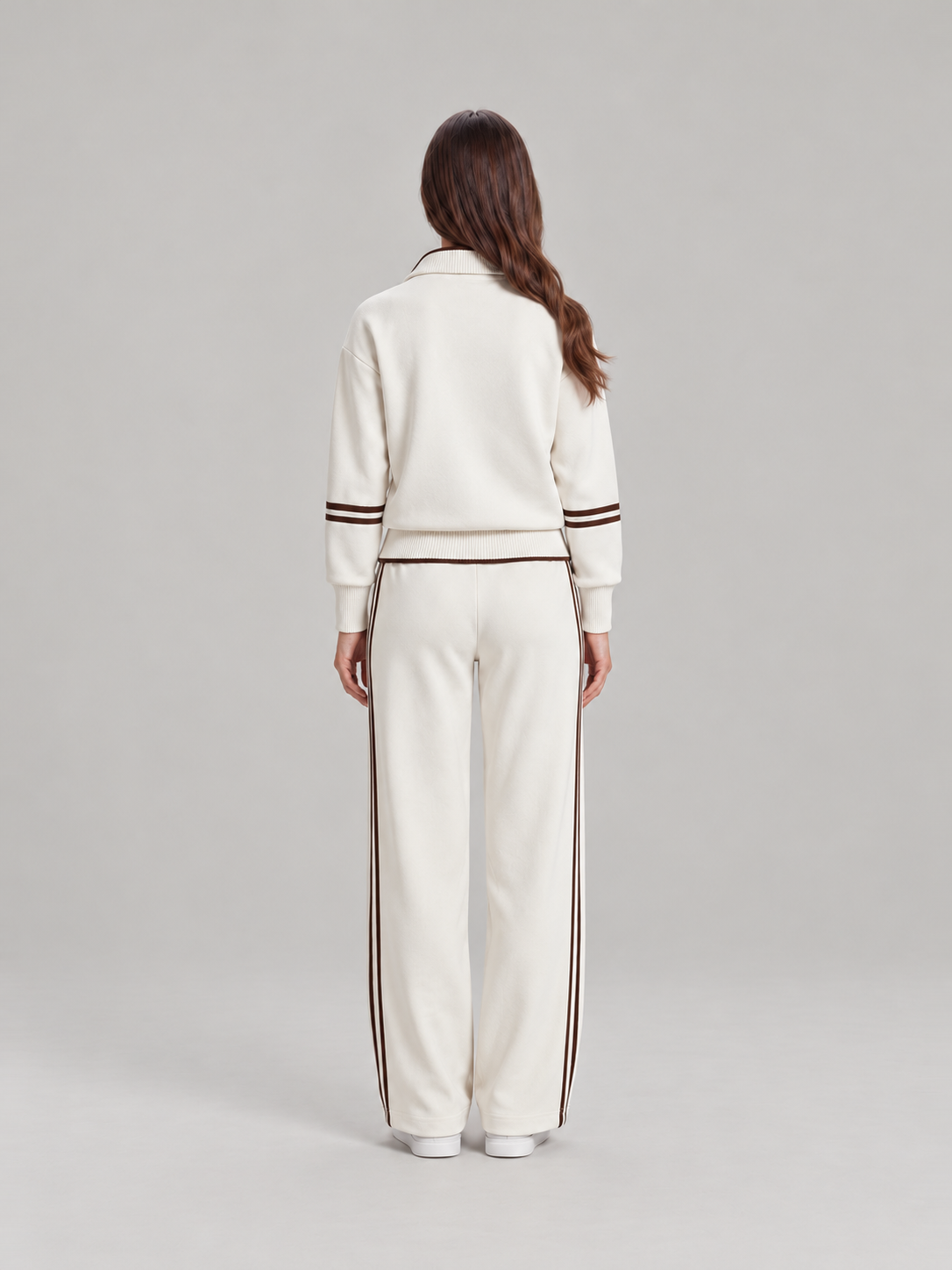 Sweatset met halve rits en wijde broek voor dames – Brenda