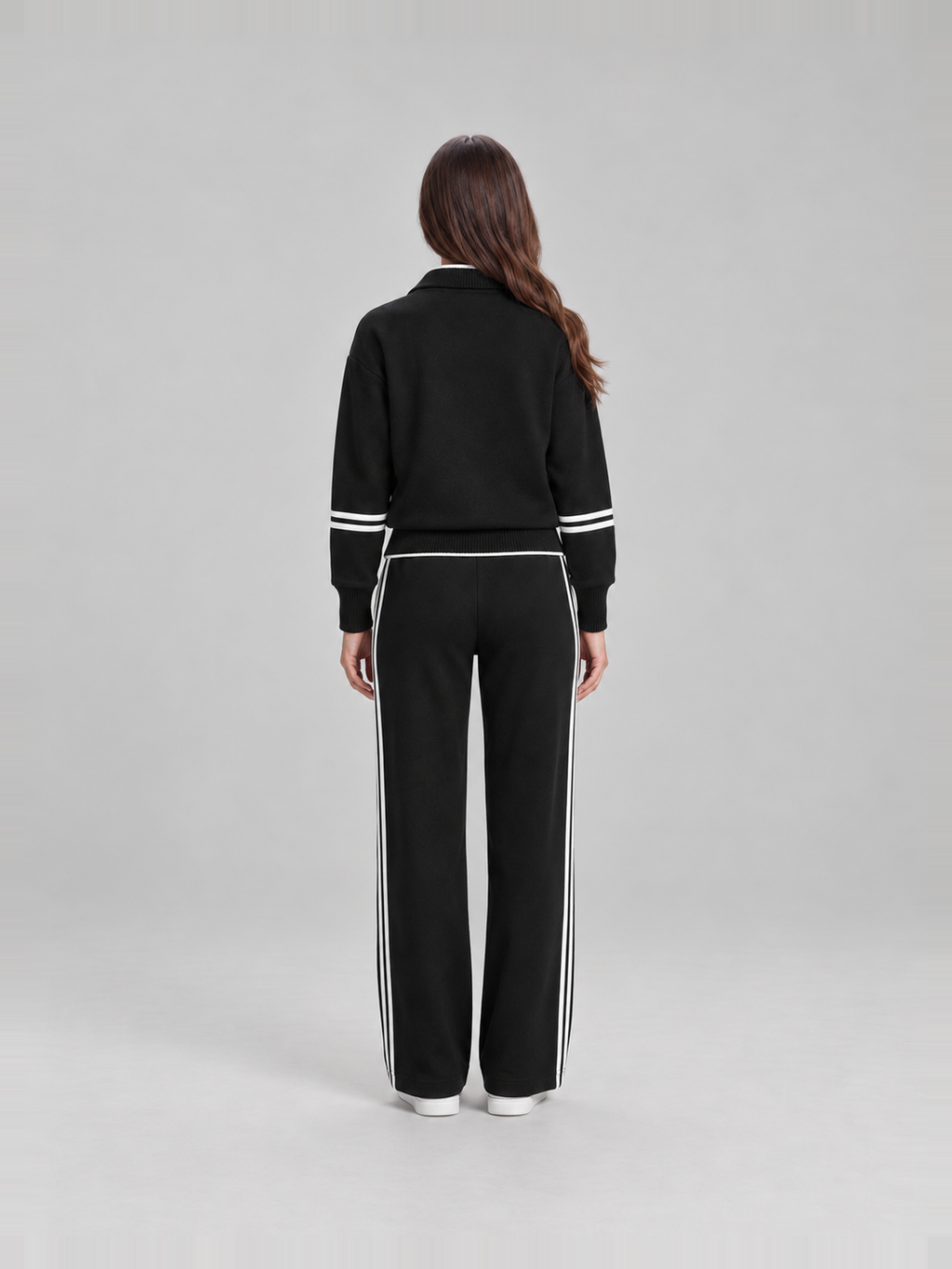 Sweatset met halve rits en wijde broek voor dames – Brenda