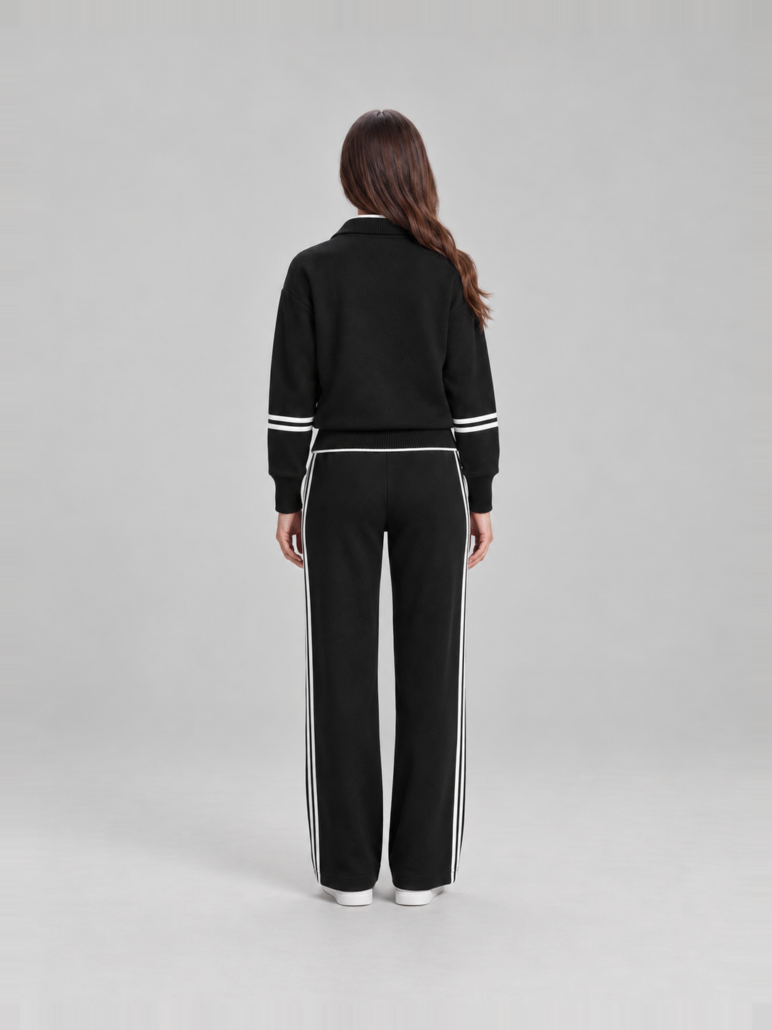 Sweatset met halve rits en wijde broek voor dames – Brenda
