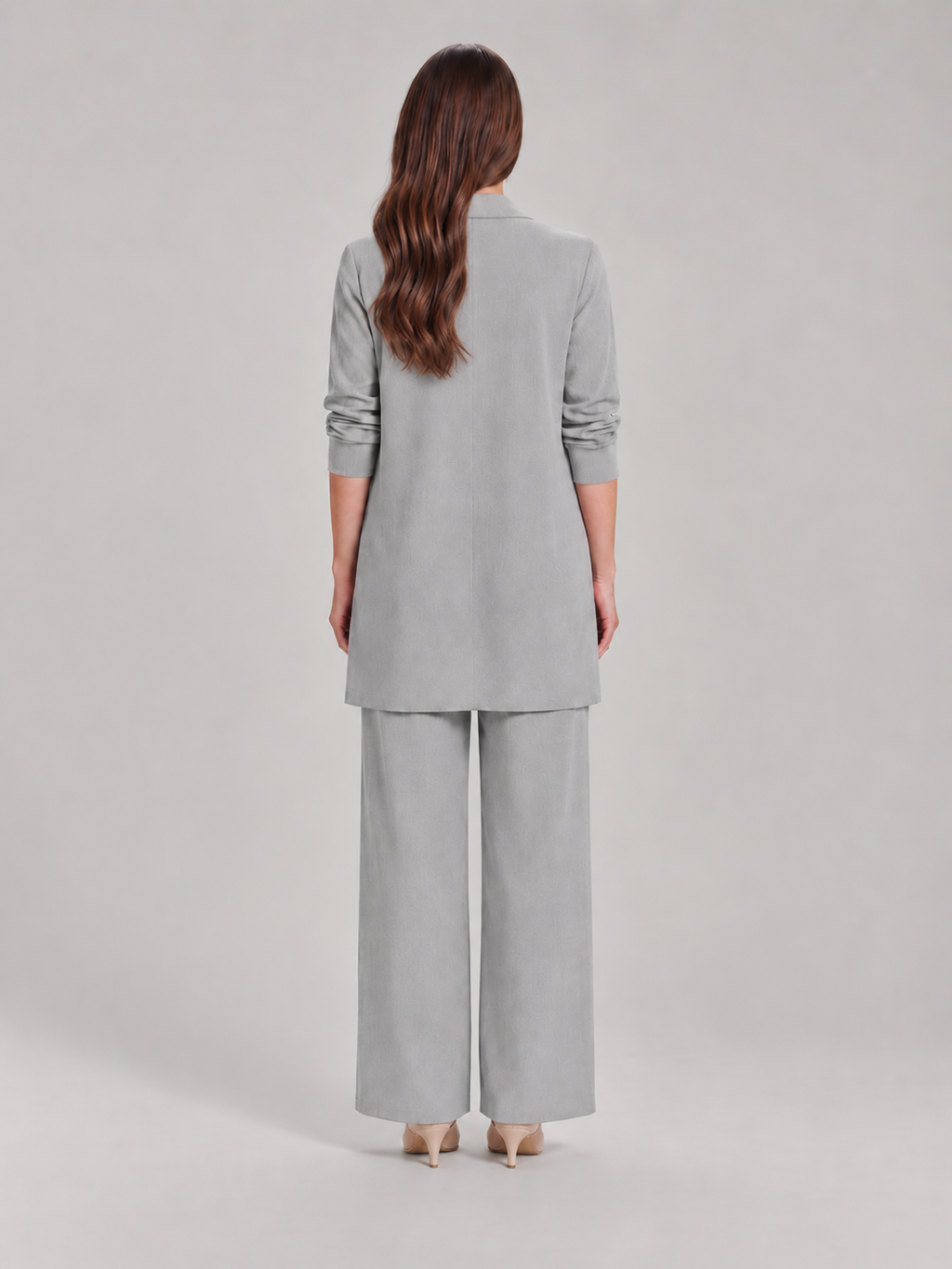 Driedelige set met vest, jasje en wijde broek voor dames – Carolien