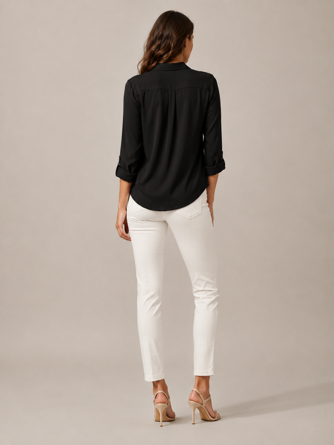 Sylvia Draped Roll-Tab Shirt - Clara & Vivian