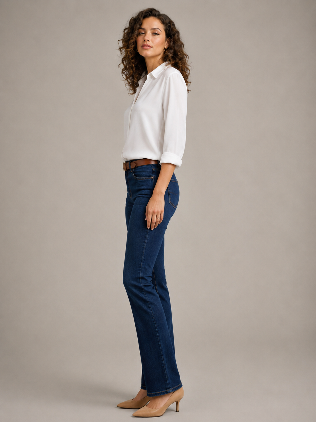 Sylvia Draped Roll-Tab Shirt - Clara & Vivian