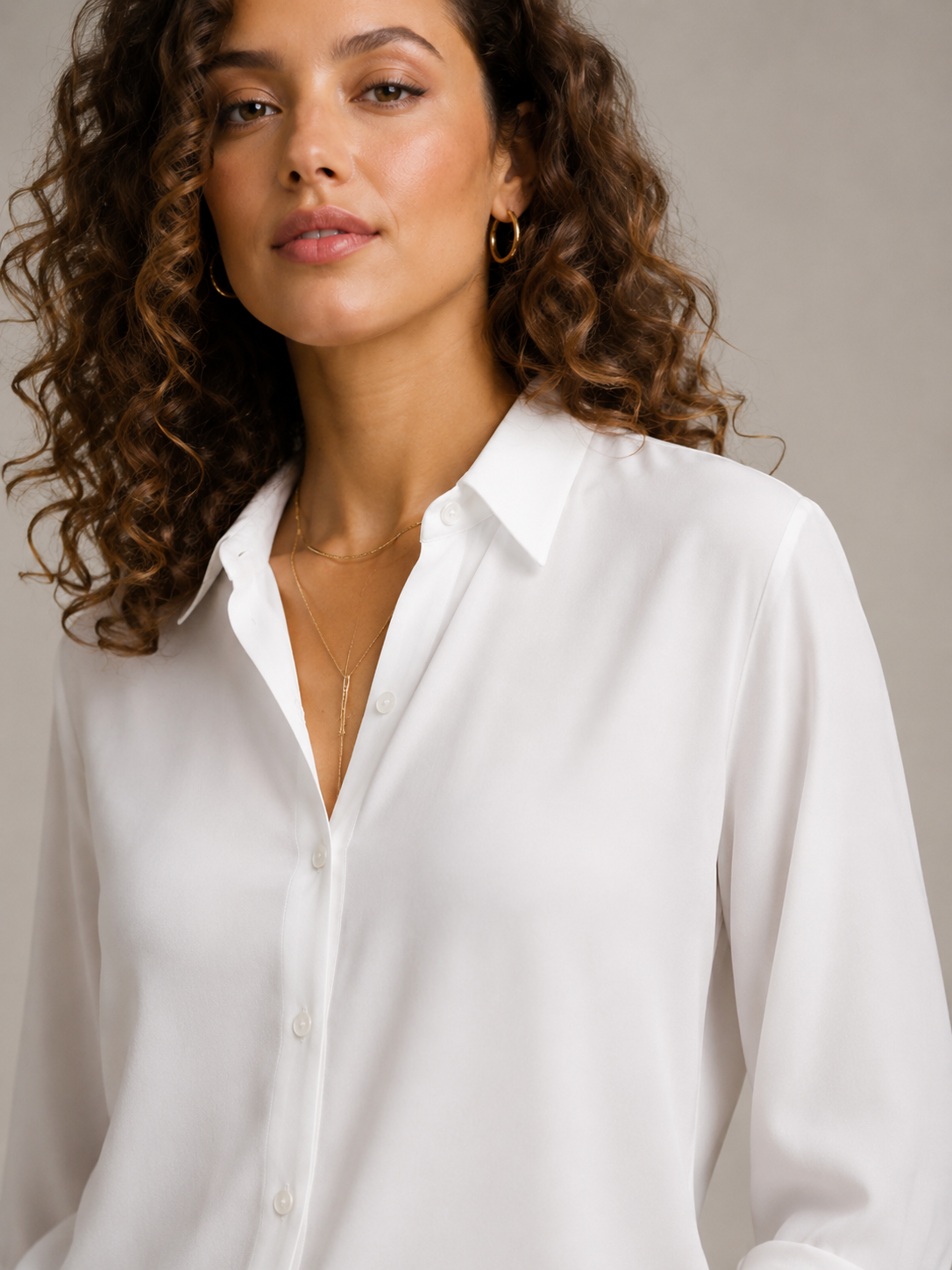 Sylvia Draped Roll-Tab Shirt - Clara & Vivian