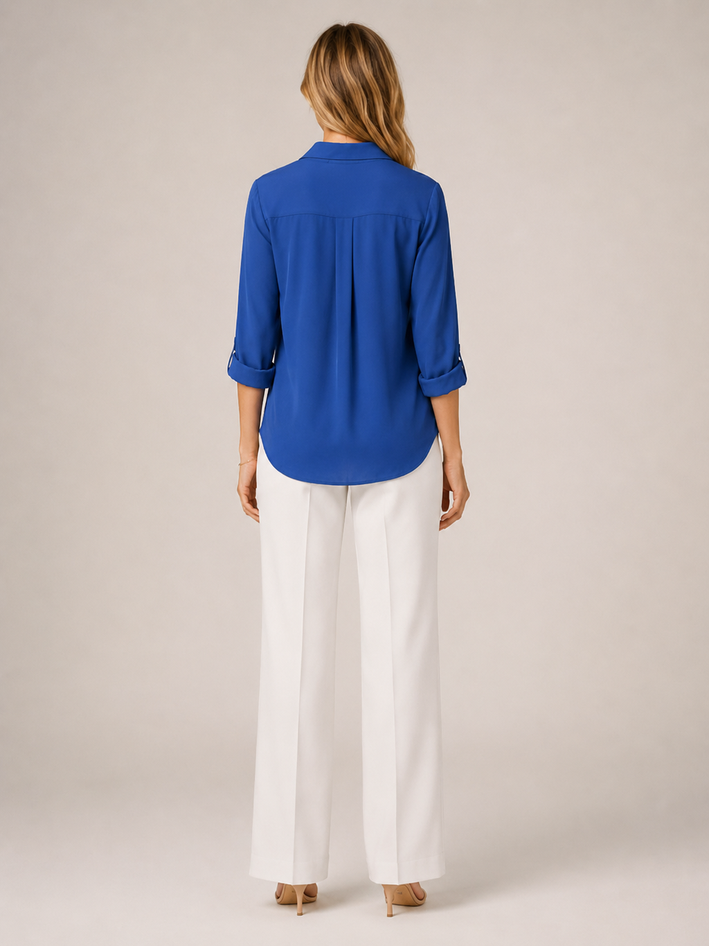 Sylvia Draped Roll-Tab Shirt - Clara & Vivian