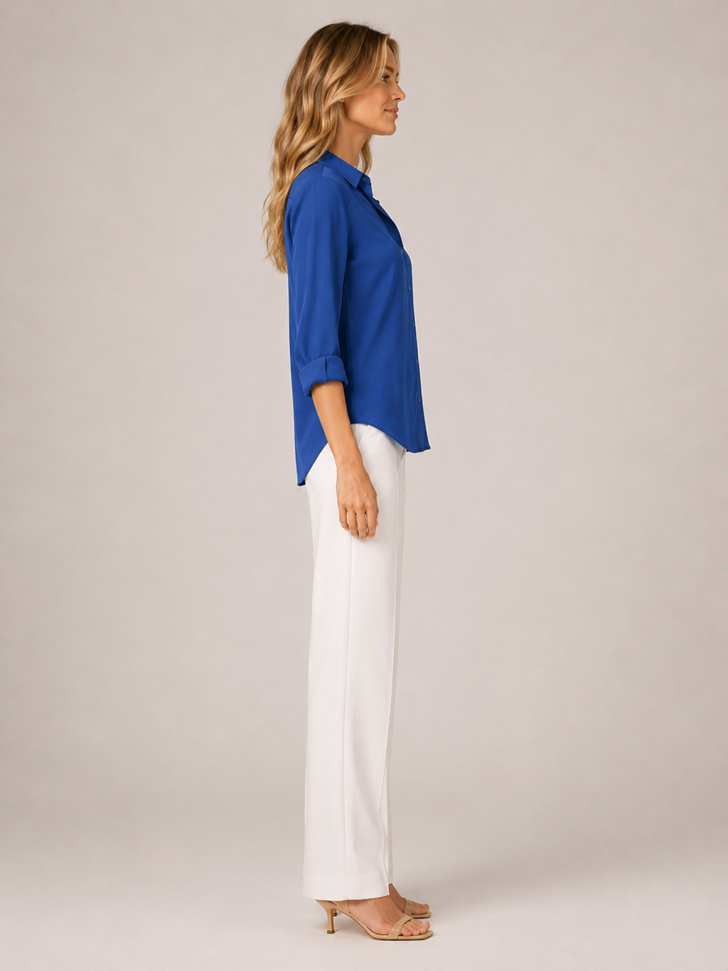 Sylvia Draped Roll-Tab Shirt - Clara & Vivian