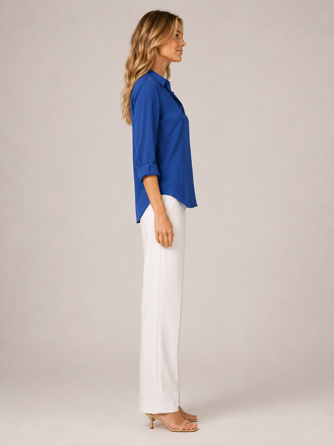 Sylvia Draped Roll-Tab Shirt - Clara & Vivian