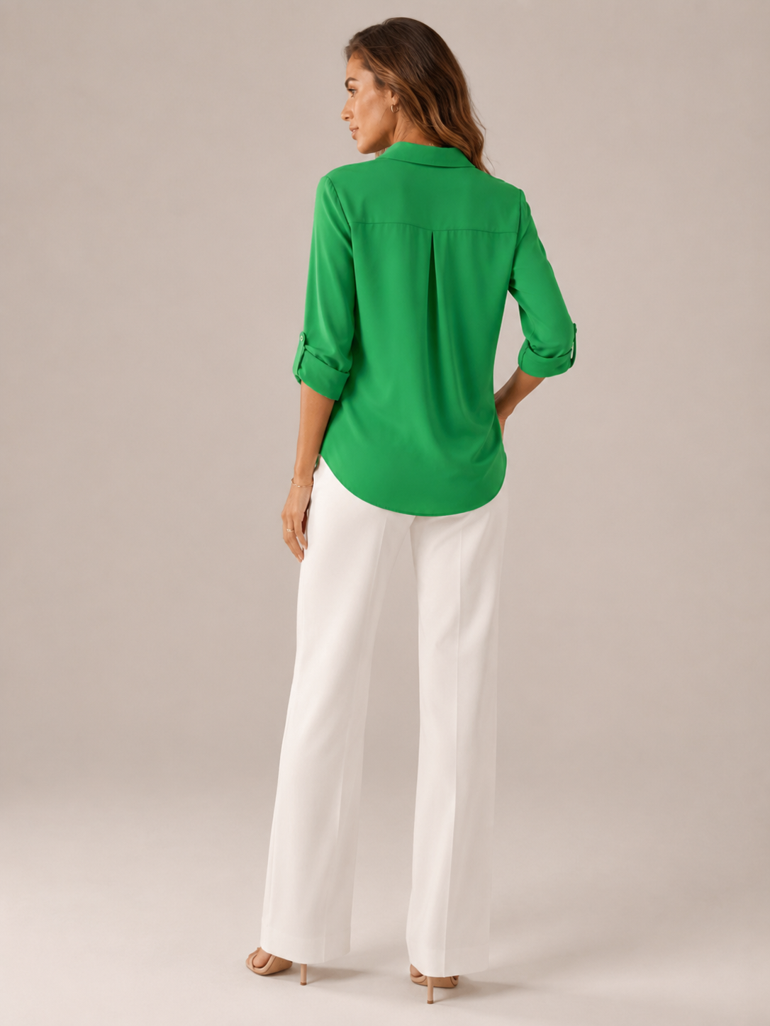 Sylvia Draped Roll-Tab Shirt - Clara & Vivian