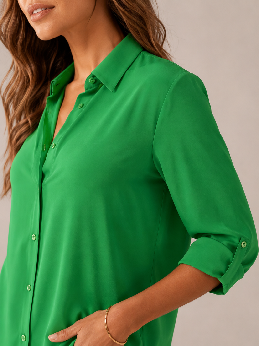 Sylvia Draped Roll-Tab Shirt - Clara & Vivian