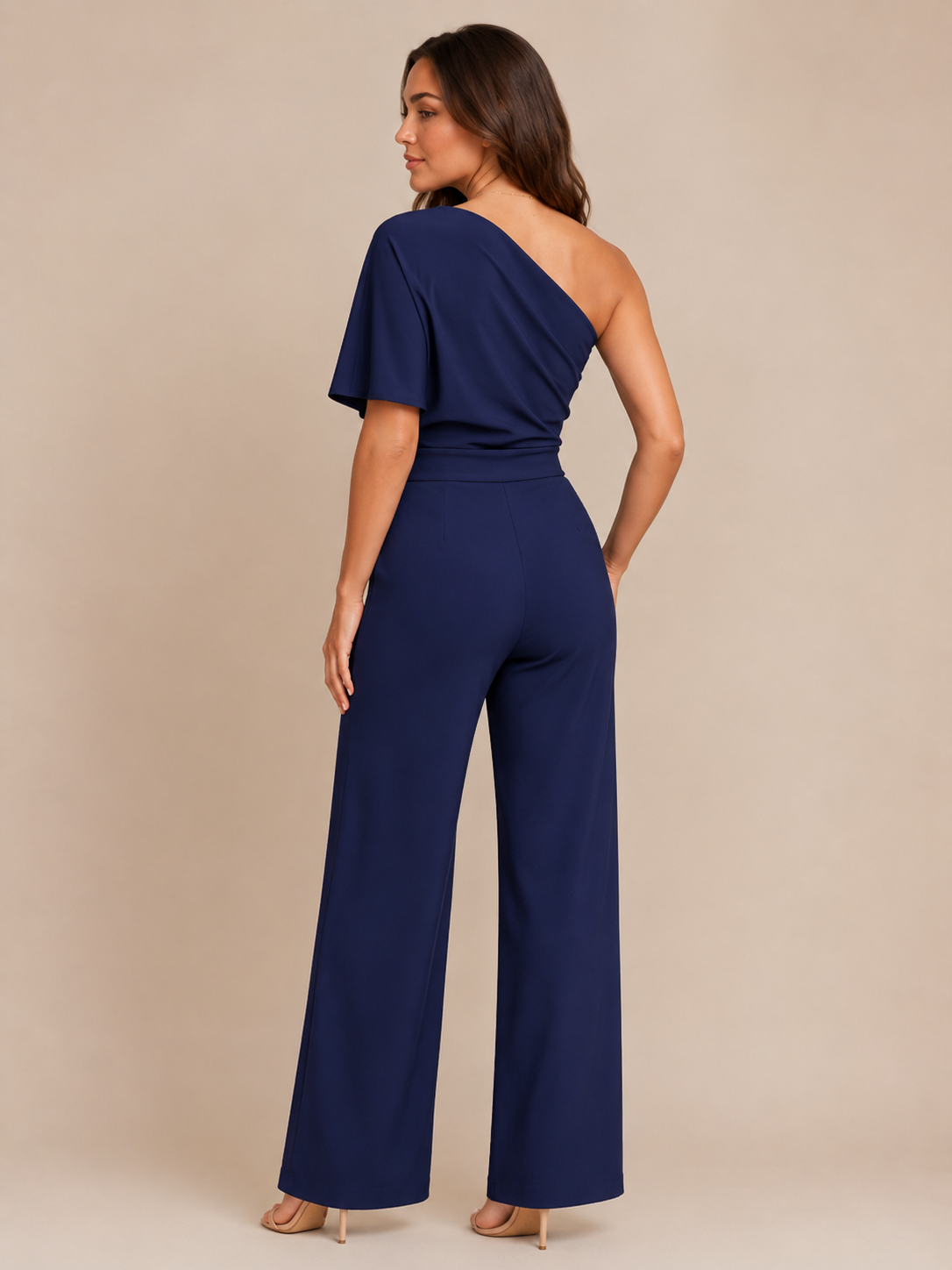 One-shoulder jumpsuit met wijde pijpen voor dames – Giorenna