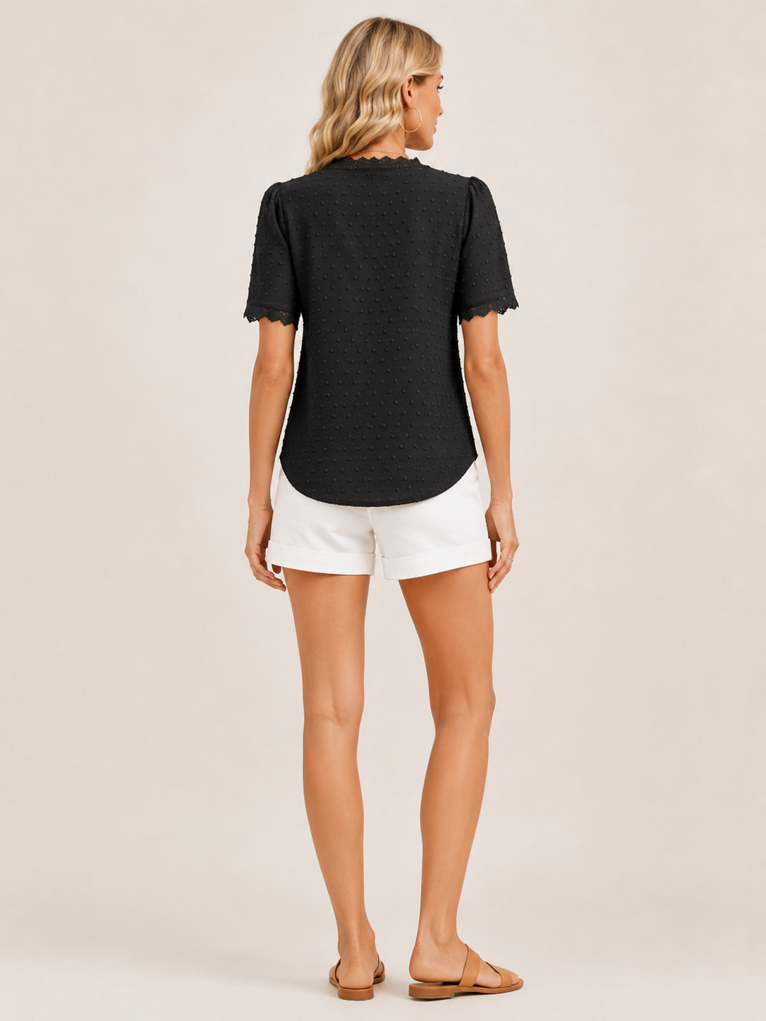 Charlotte Dotted Lace-Trim Blouse - Clara & Vivian