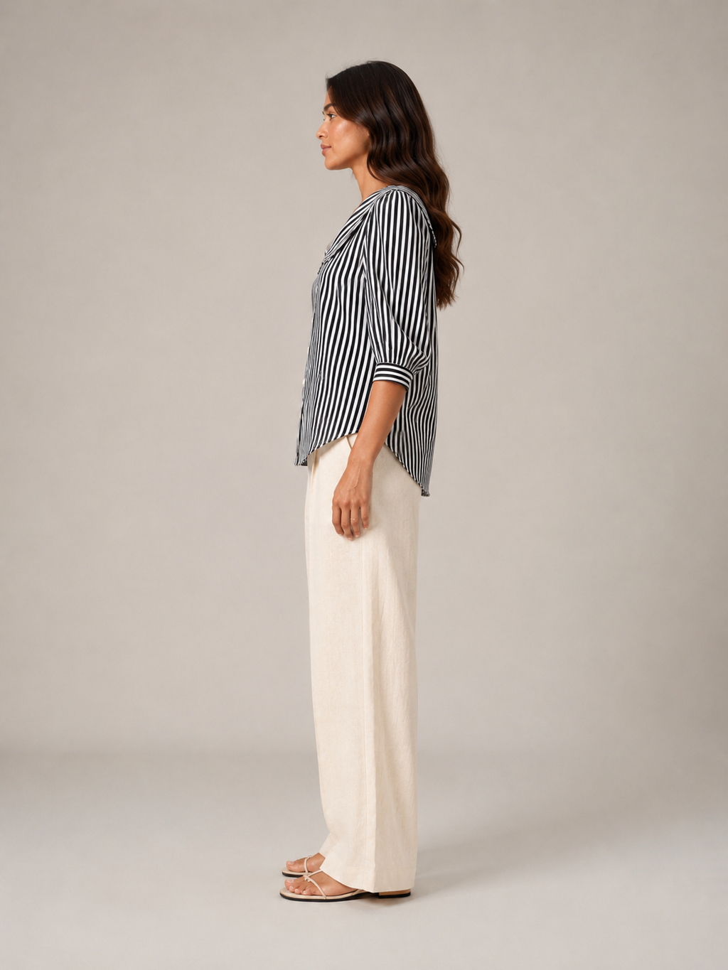 Florence Rounded-Collar Stripe Blouse - Clara & Vivian