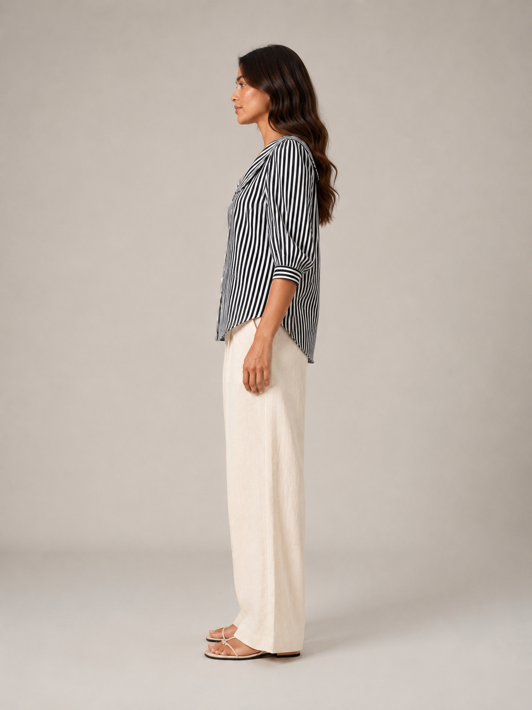 Florence Rounded-Collar Stripe Blouse - Clara & Vivian