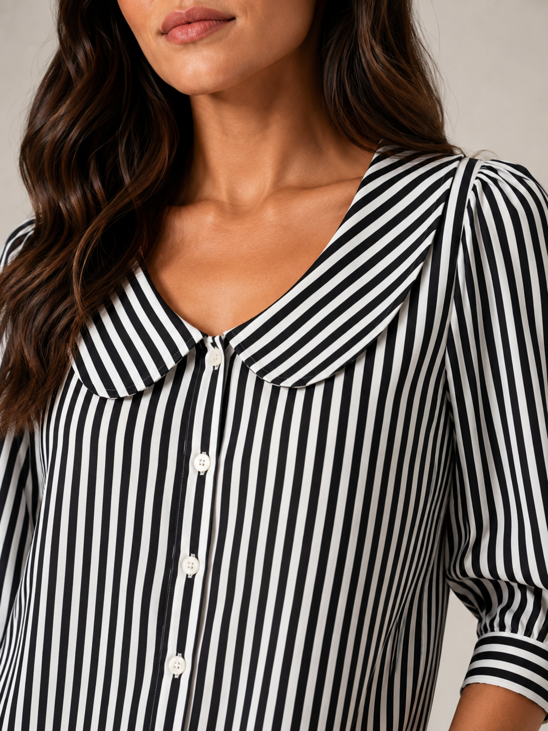 Florence Rounded-Collar Stripe Blouse - Clara & Vivian