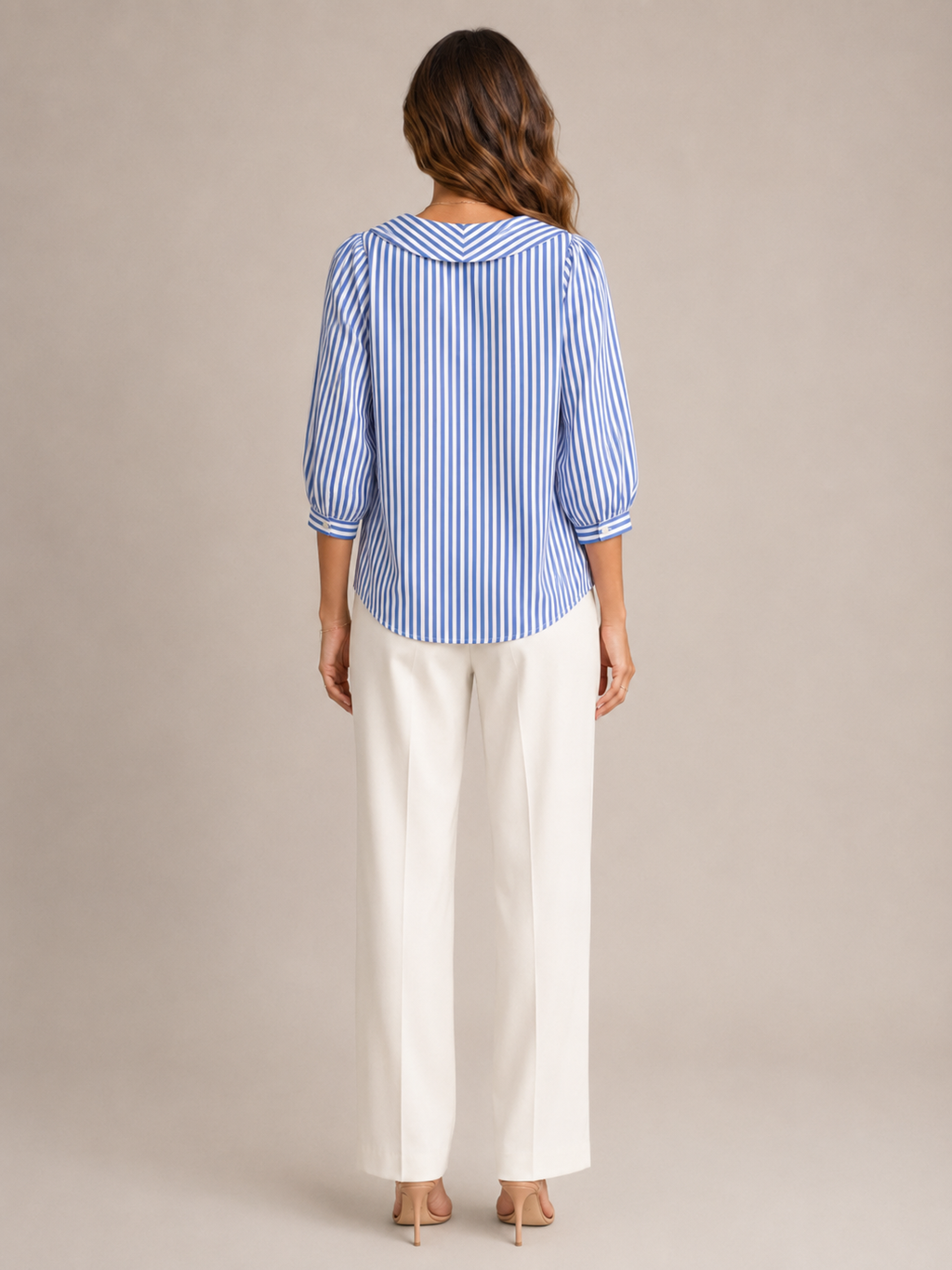 Florence Rounded-Collar Stripe Blouse - Clara & Vivian
