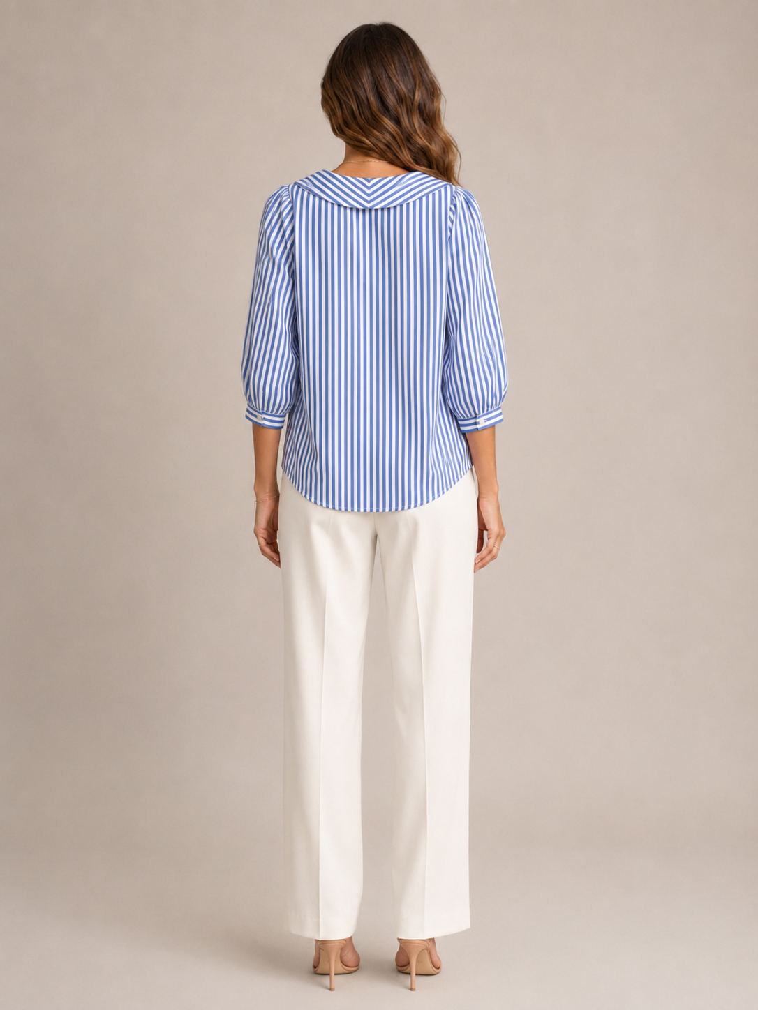 Florence Rounded-Collar Stripe Blouse - Clara & Vivian