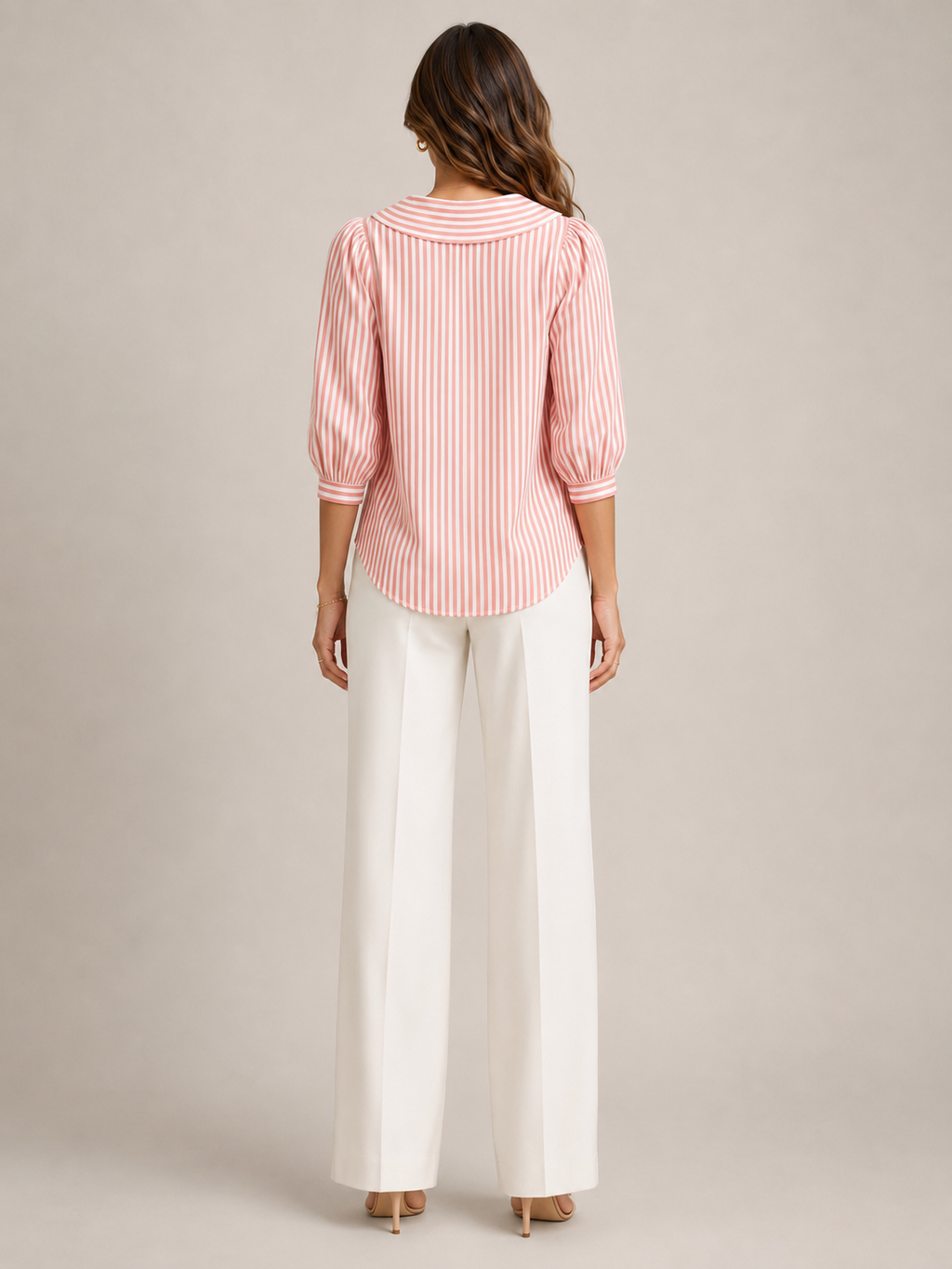 Florence Rounded-Collar Stripe Blouse - Clara & Vivian