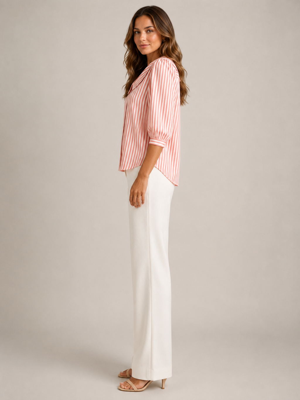 Florence Rounded-Collar Stripe Blouse - Clara & Vivian