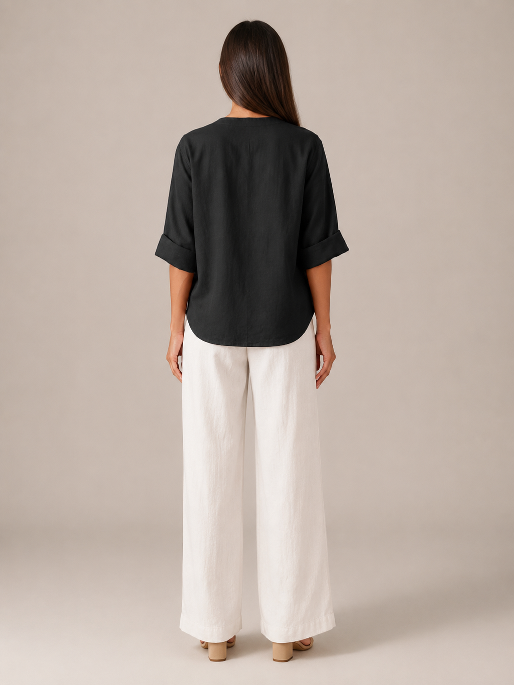 Meredith Linen Button-Front Top - Clara & Vivian