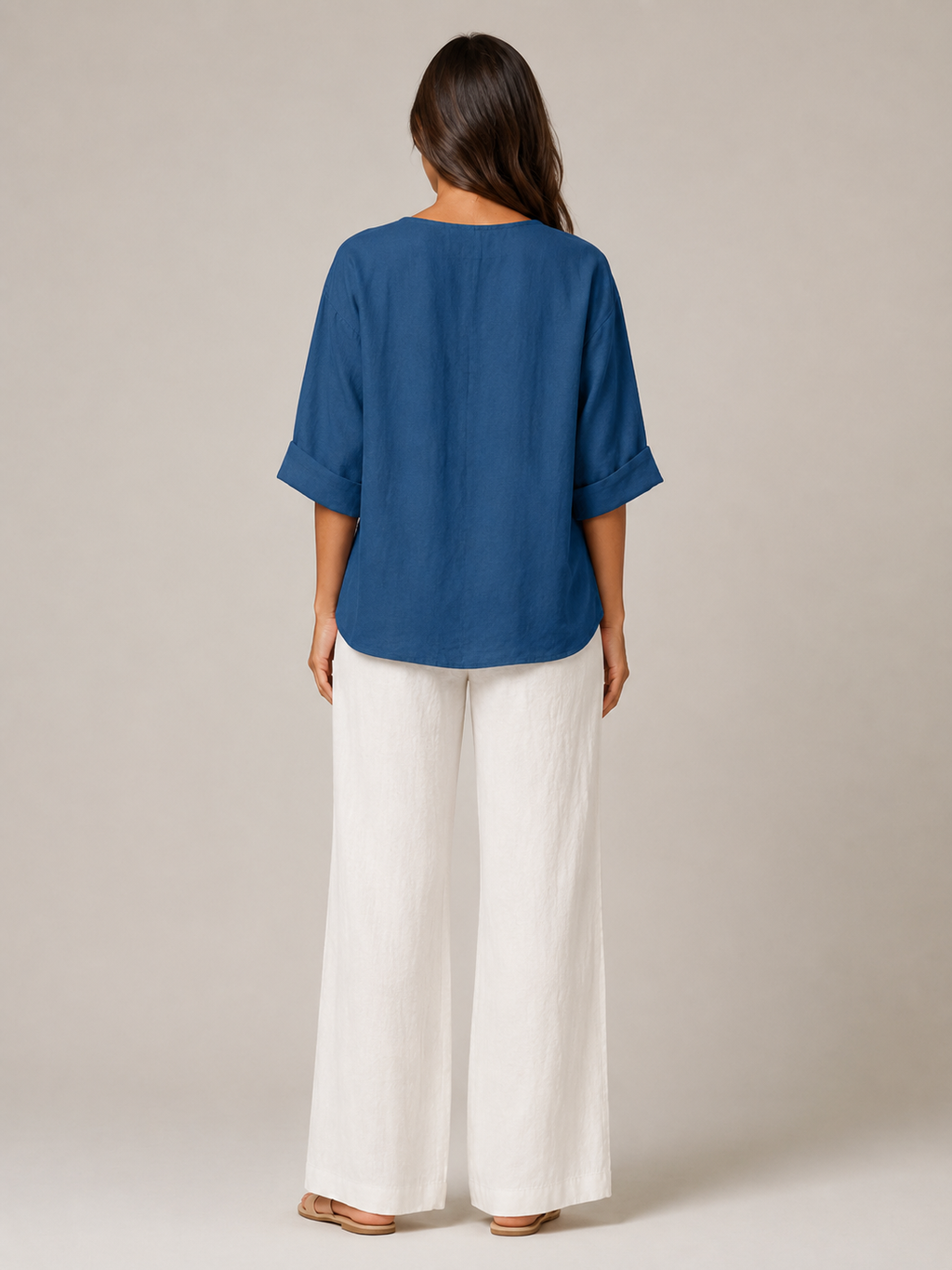 Meredith Linen Button-Front Top - Clara & Vivian