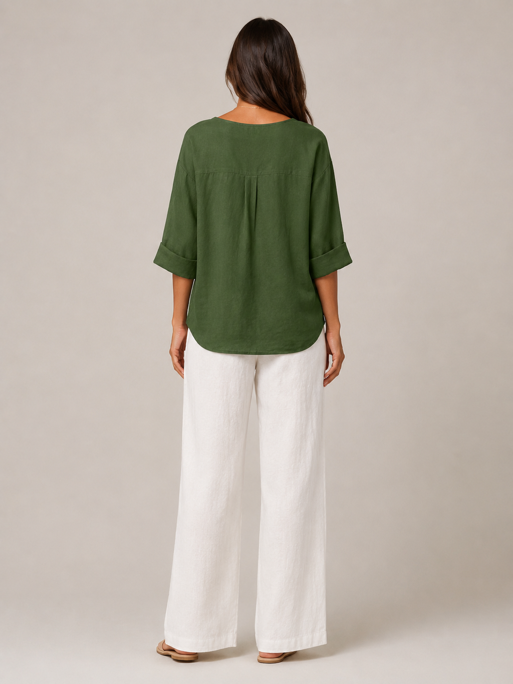 Meredith Linen Button-Front Top - Clara & Vivian