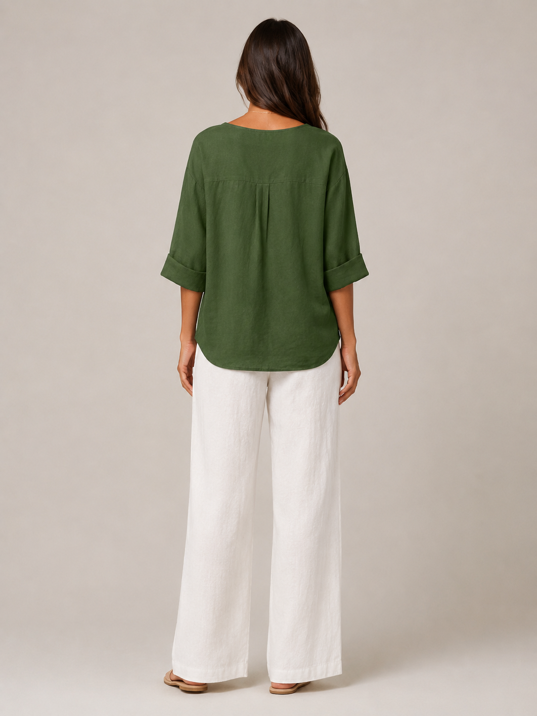 Meredith Linen Button-Front Top - Clara & Vivian