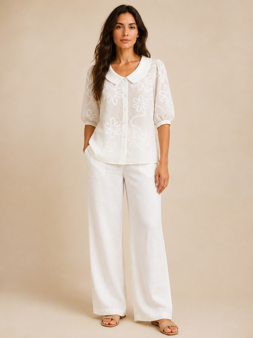 Evelyn Floral Embroidered Blouse - Clara & Vivian
