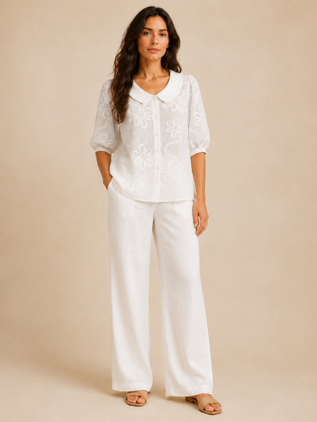 Evelyn Floral Embroidered Blouse - Clara & Vivian
