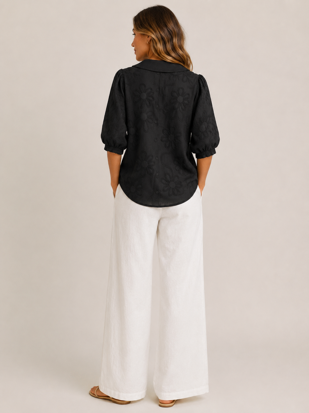 Evelyn Floral Embroidered Blouse - Clara & Vivian