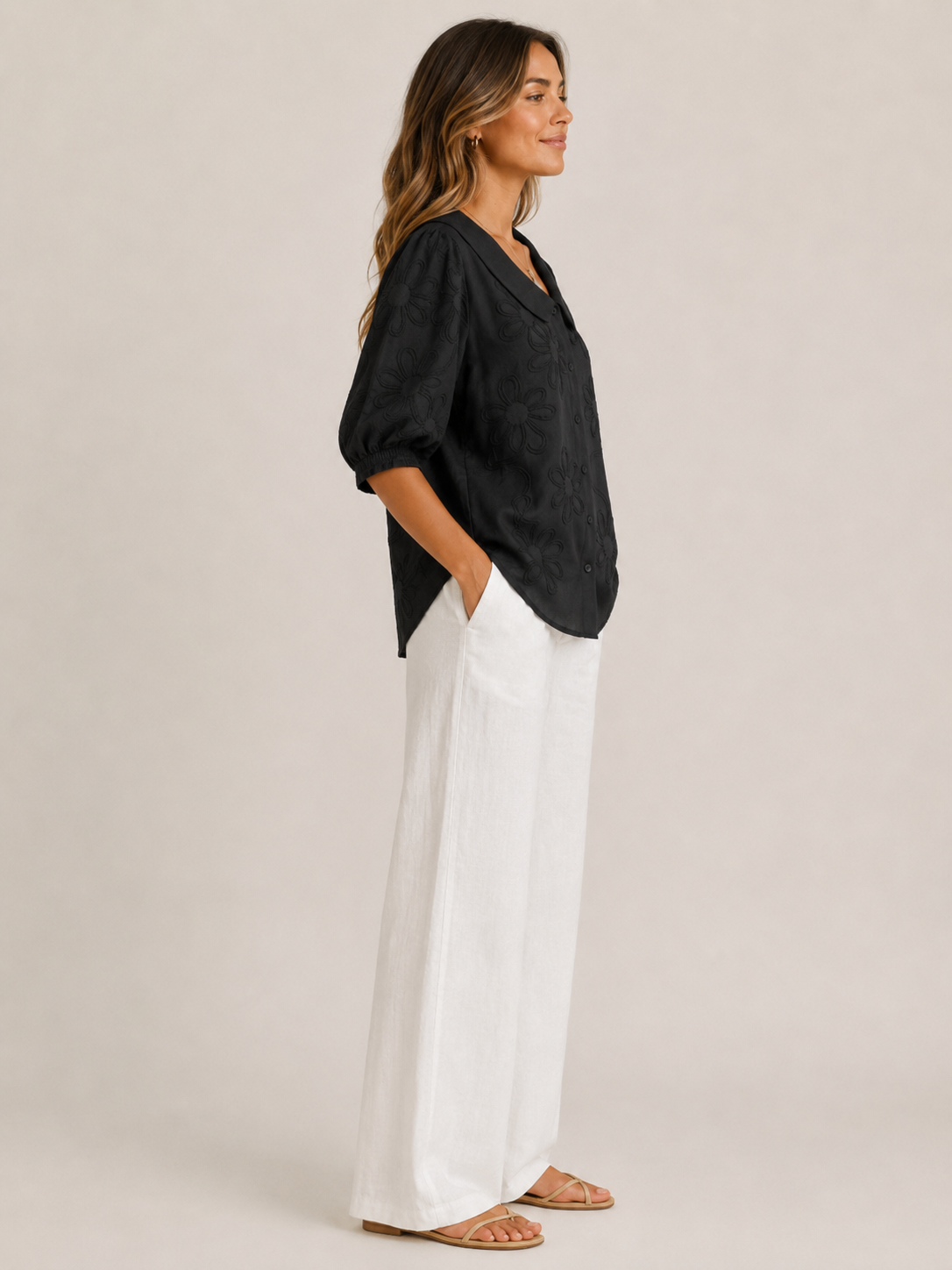 Evelyn Floral Embroidered Blouse - Clara & Vivian