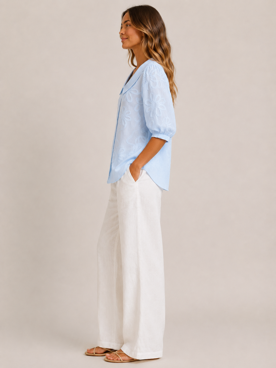 Evelyn Floral Embroidered Blouse - Clara & Vivian