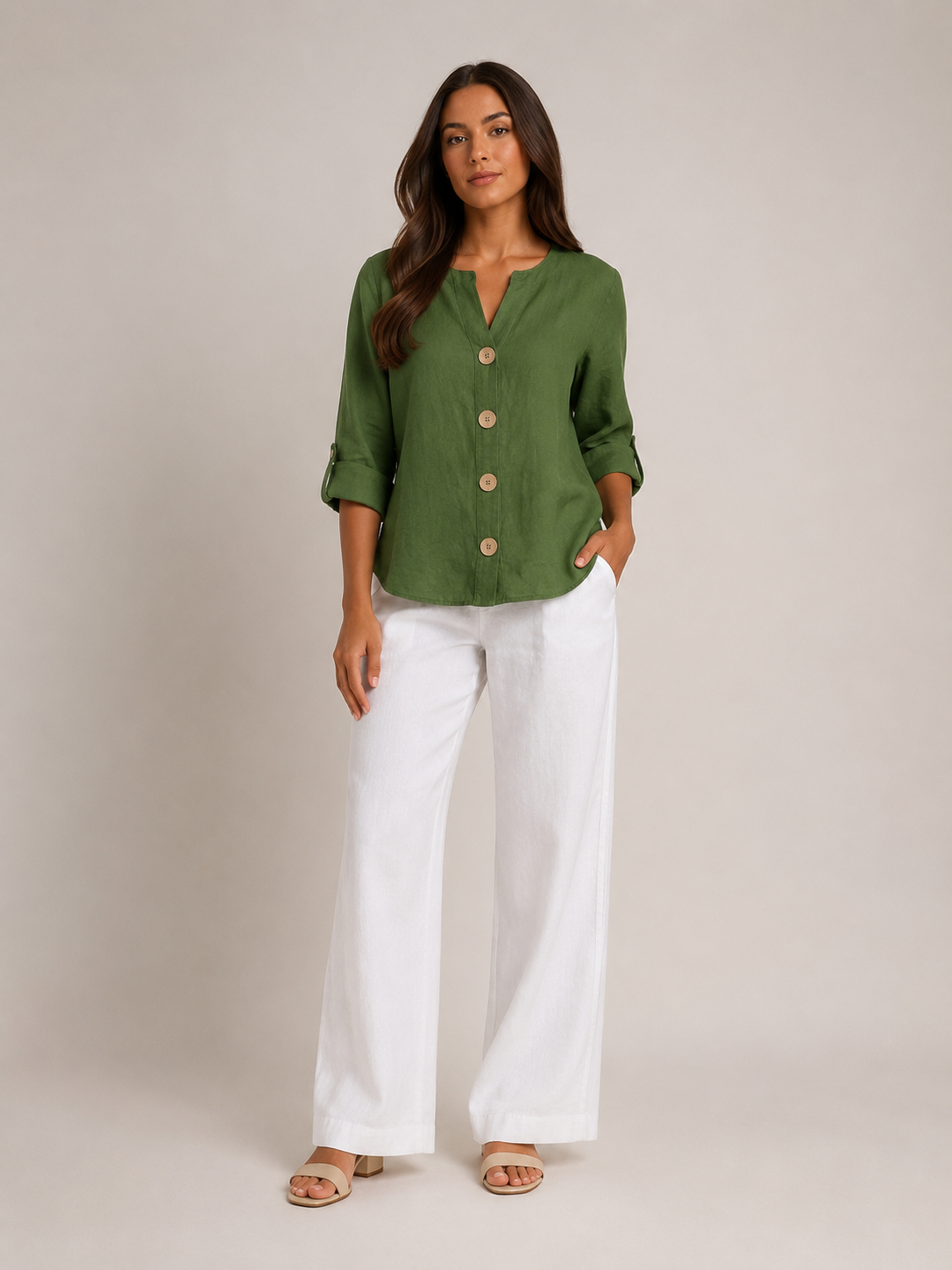 Harriet Statement-Button Blouse - Clara & Vivian