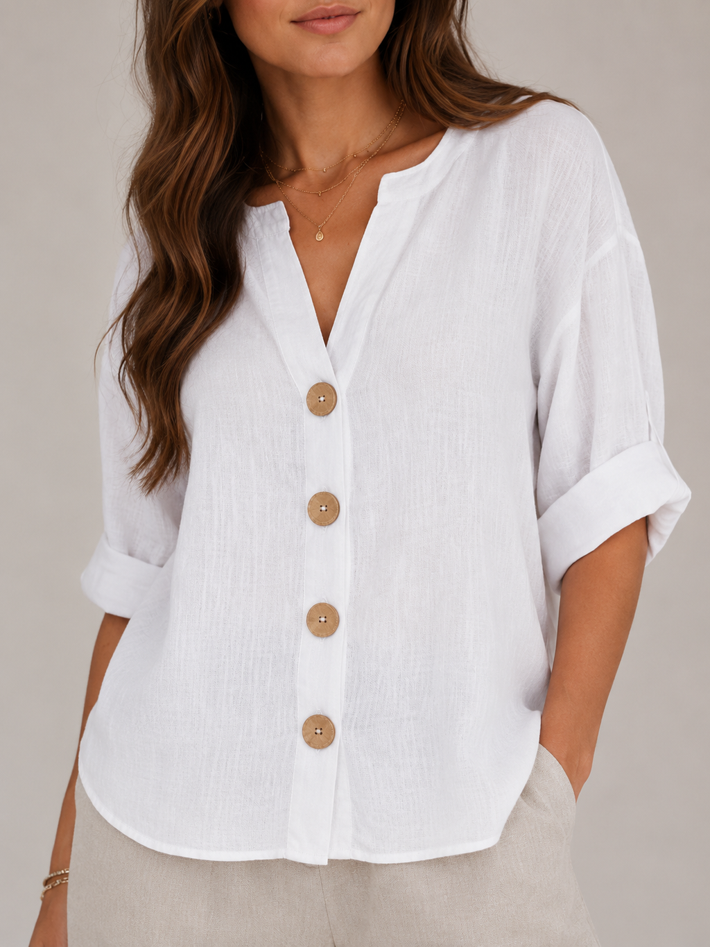 Harriet Statement-Button Blouse - Clara & Vivian