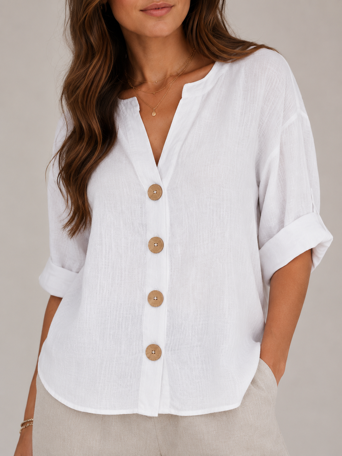 Harriet Statement-Button Blouse - Clara & Vivian