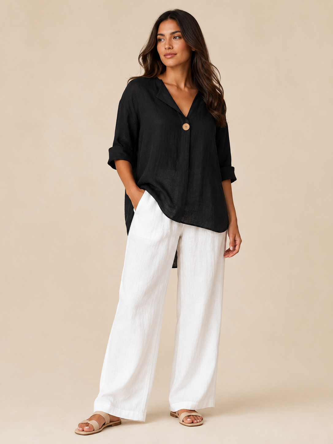 Rosemary Wooden-Button Tunic - Clara & Vivian