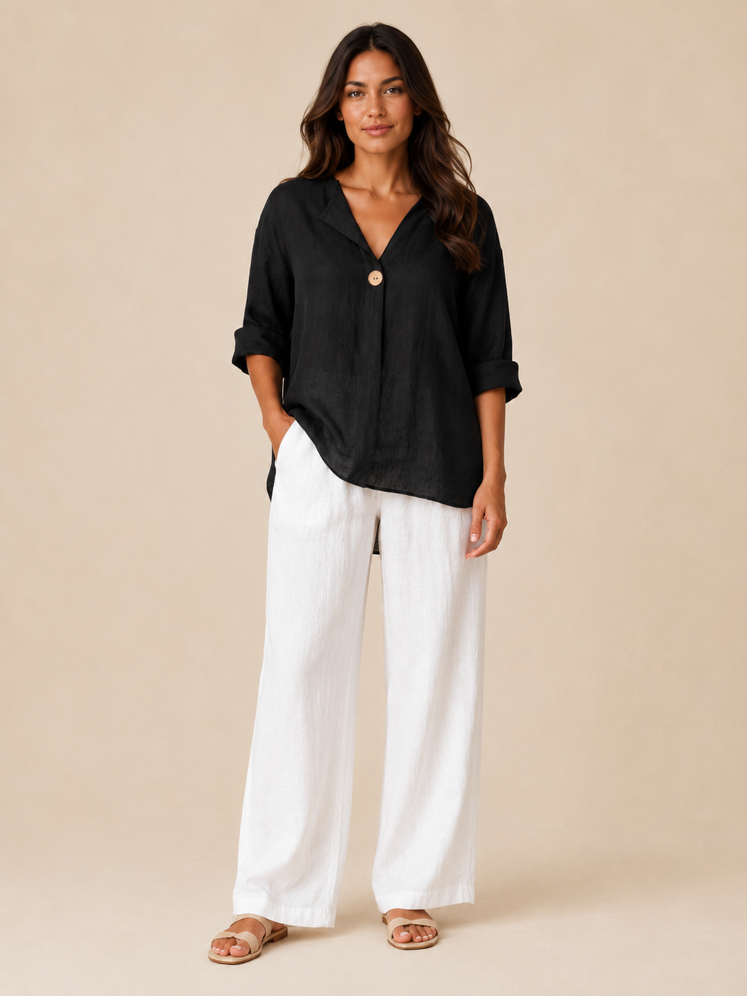 Rosemary Wooden-Button Tunic - Clara & Vivian