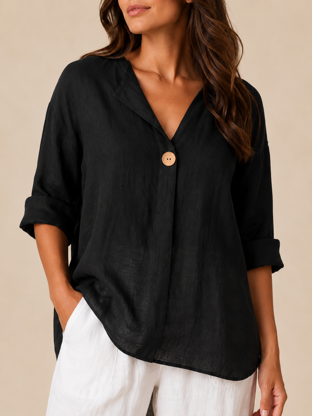 Rosemary Wooden-Button Tunic - Clara & Vivian