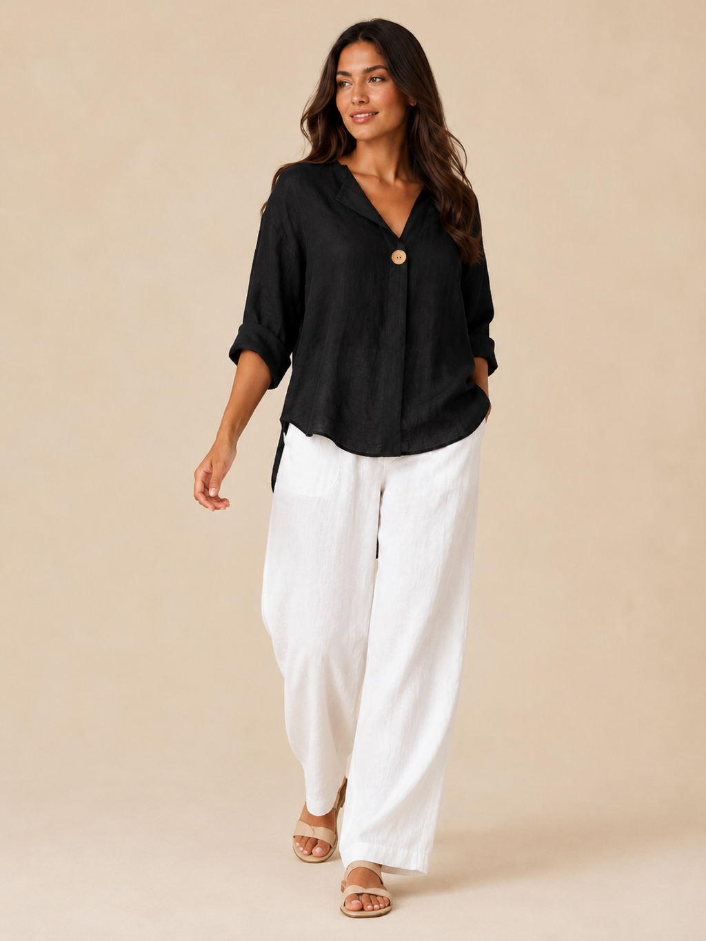 Rosemary Wooden-Button Tunic - Clara & Vivian