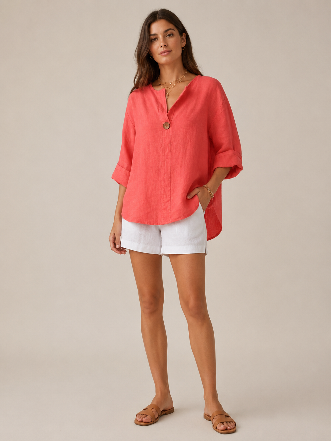 Rosemary Wooden-Button Tunic - Clara & Vivian