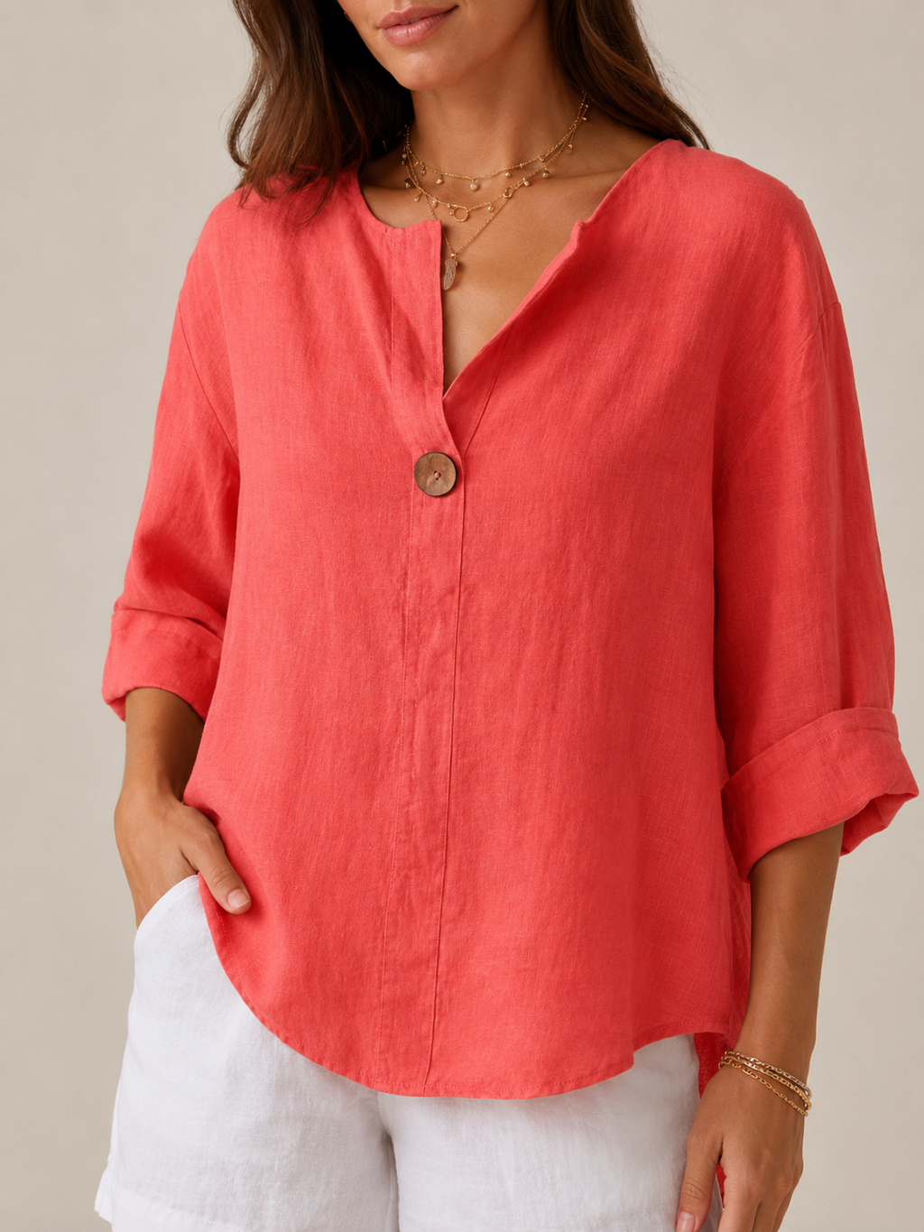 Rosemary Wooden-Button Tunic - Clara & Vivian