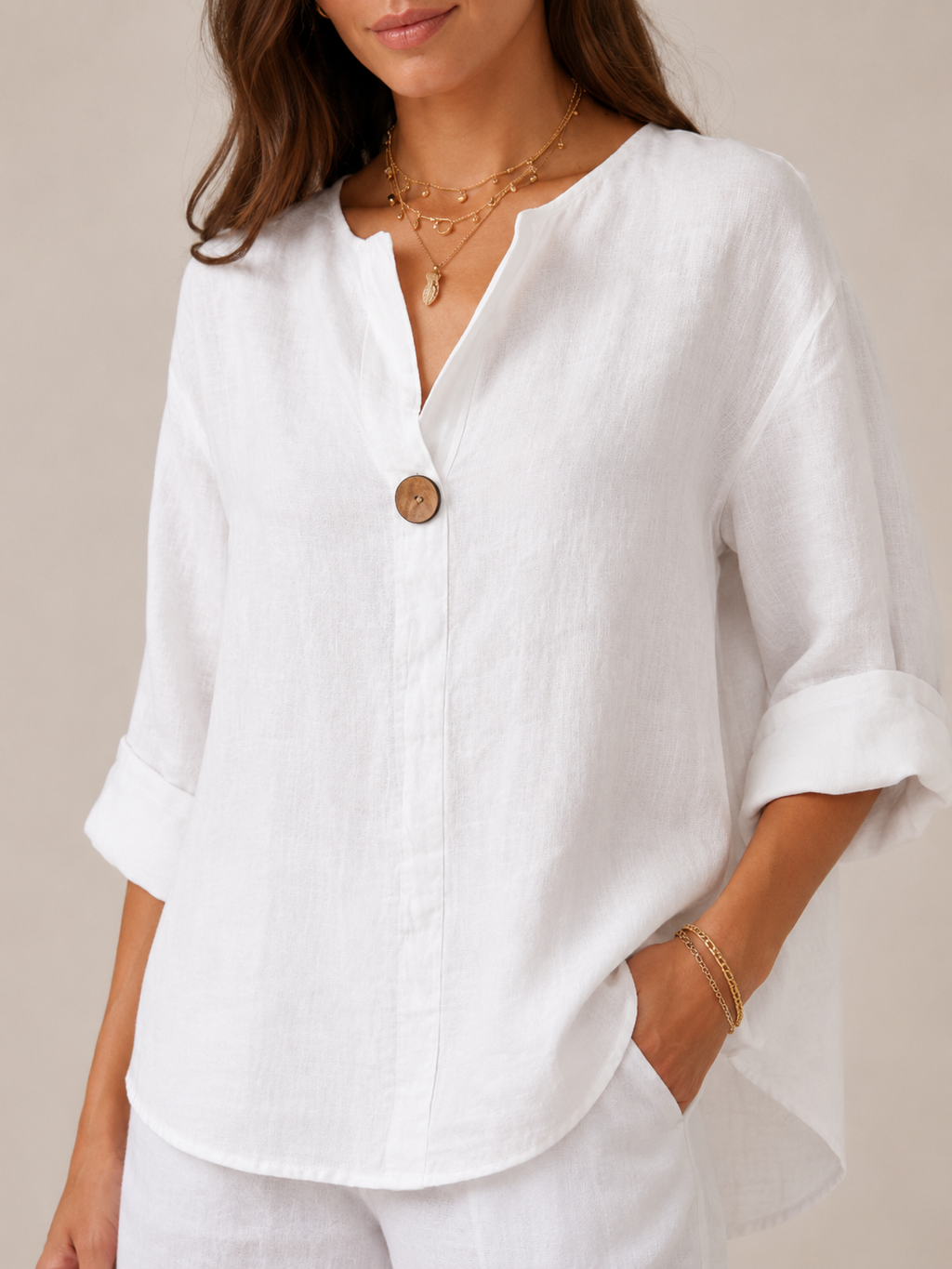 Rosemary Wooden-Button Tunic - Clara & Vivian