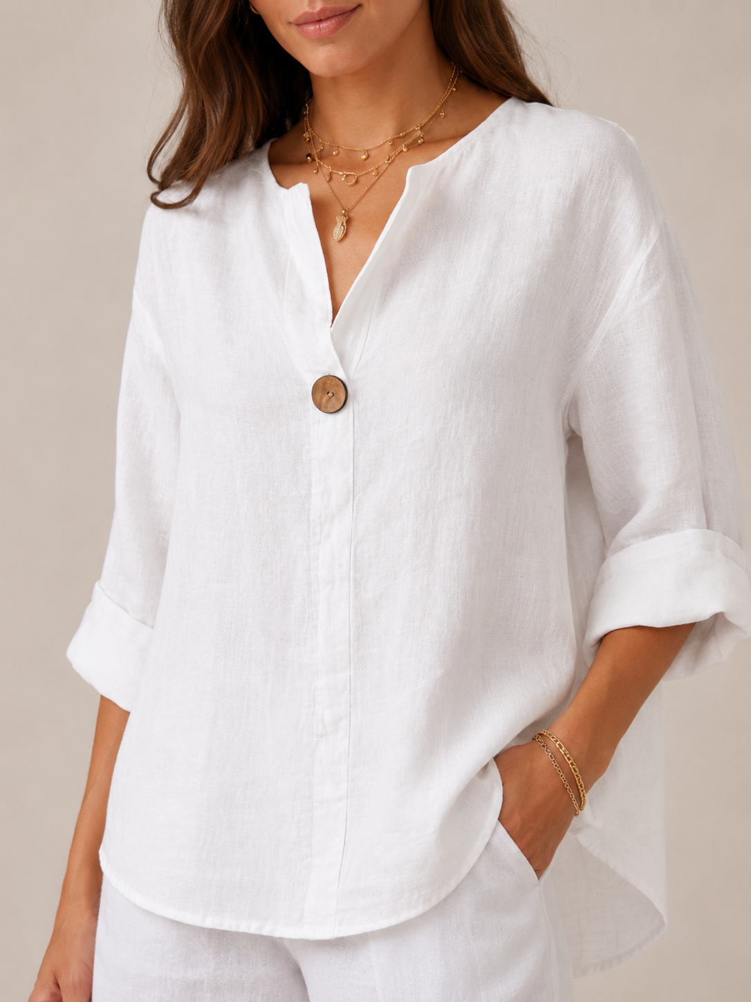 Rosemary Wooden-Button Tunic - Clara & Vivian