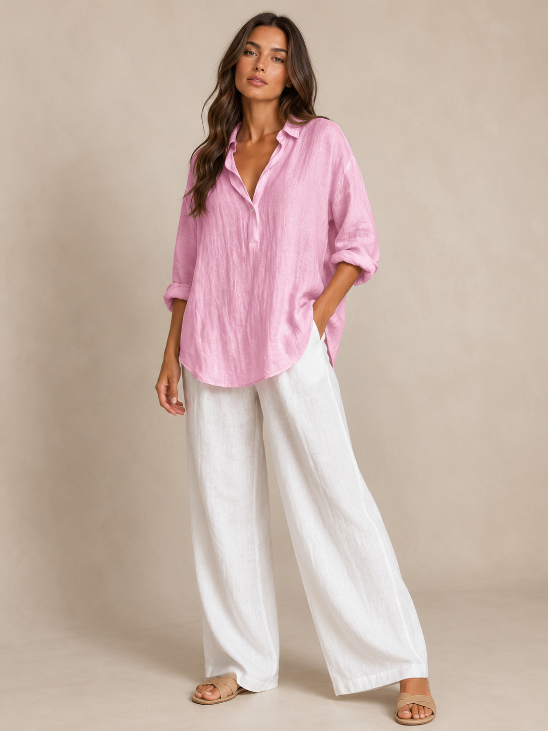 Celia Open-Collar Blouse - Clara & Vivian