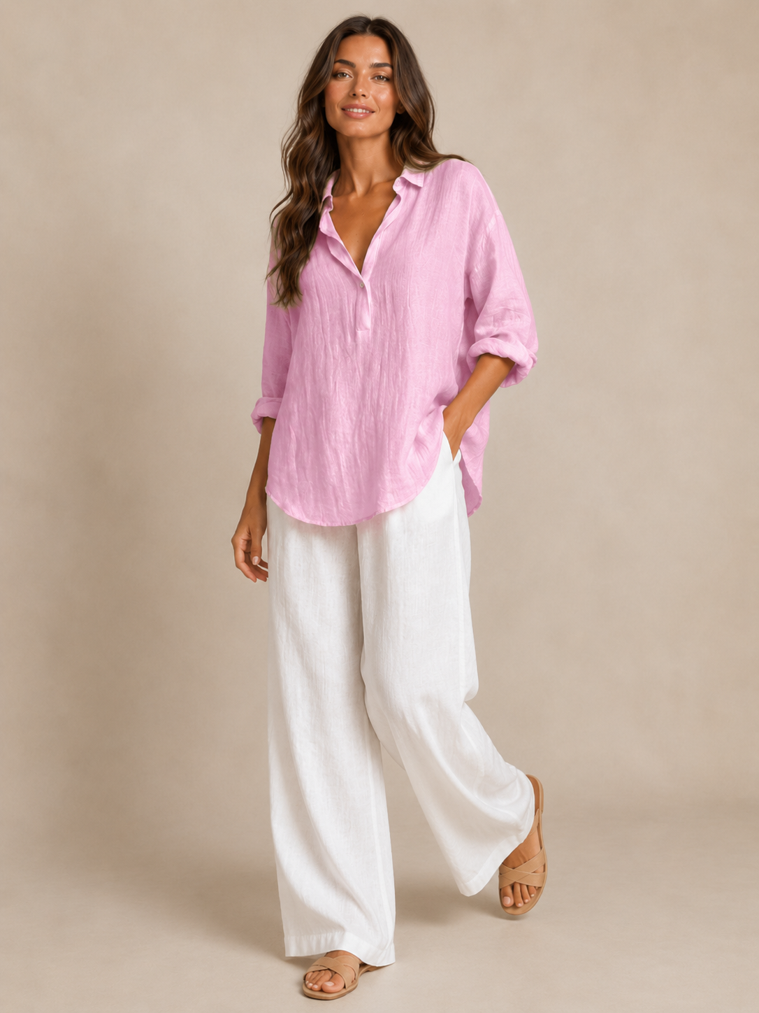 Celia Open-Collar Blouse - Clara & Vivian