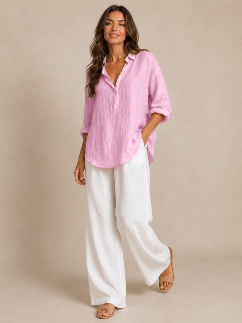Celia Open-Collar Blouse - Clara & Vivian
